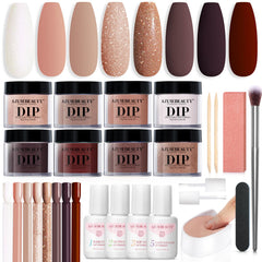 AZUREBEAUTY dip nails powder kit shows eight colors for easy at-home manicures