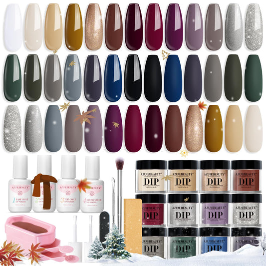 AZUREBEAUTY dip powder kit with 20 colors for professional-looking at-home manicures.