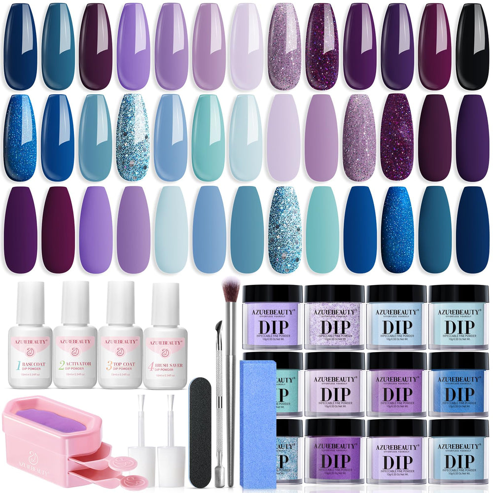 AZUREBEAUTY dip powder kit with 20 colors for vibrant at-home nails.