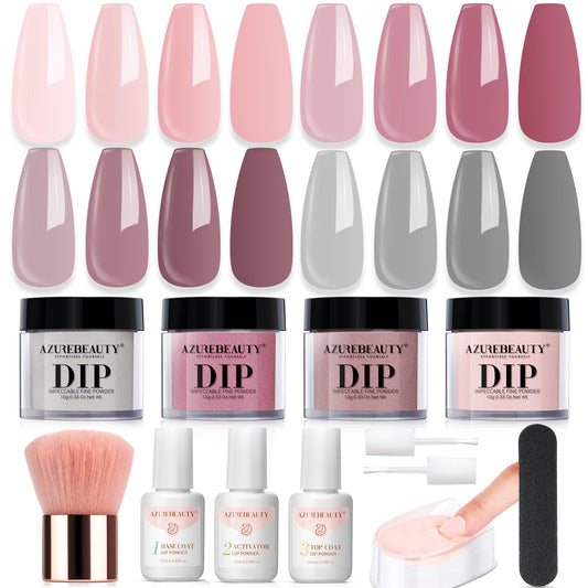 AZUREBEAUTY Dip Powder Kit with four colors for versatile at-home nail art.