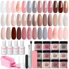 AZUREBEAUTY dip powder color swatches show a vibrant 20-color range for versatile looks