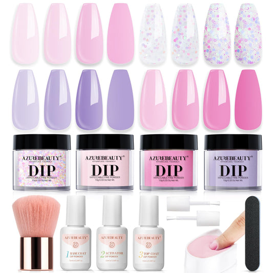 AZUREBEAUTY Dip Powder Kit contents for at-home manicure