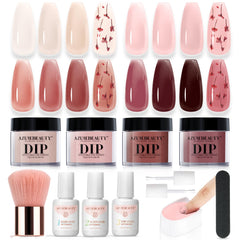 AZUREBEAUTY dip powder kit nude-brown colors for natural-looking nails