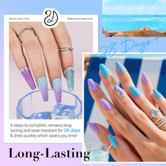 AZUREBEAUTY dip powder liquid set showing base, activator and topcoat for quick layers.