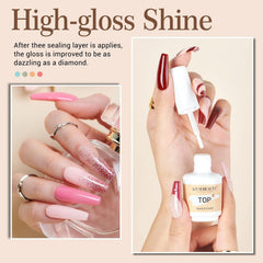 AZUREBEAUTY Top Coat bottle highlighting long-lasting shine and chip resistance