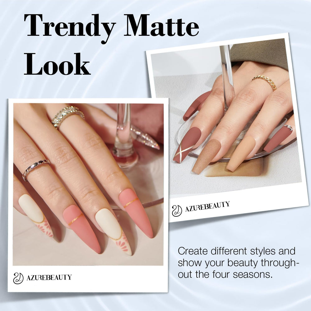 AzureBeauty Matte Top Coat bottle delivers velvety finish and chip resistance.