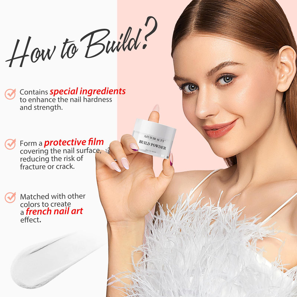 AZUREBEAUTY white dip powder 28g jar for opaque coverage