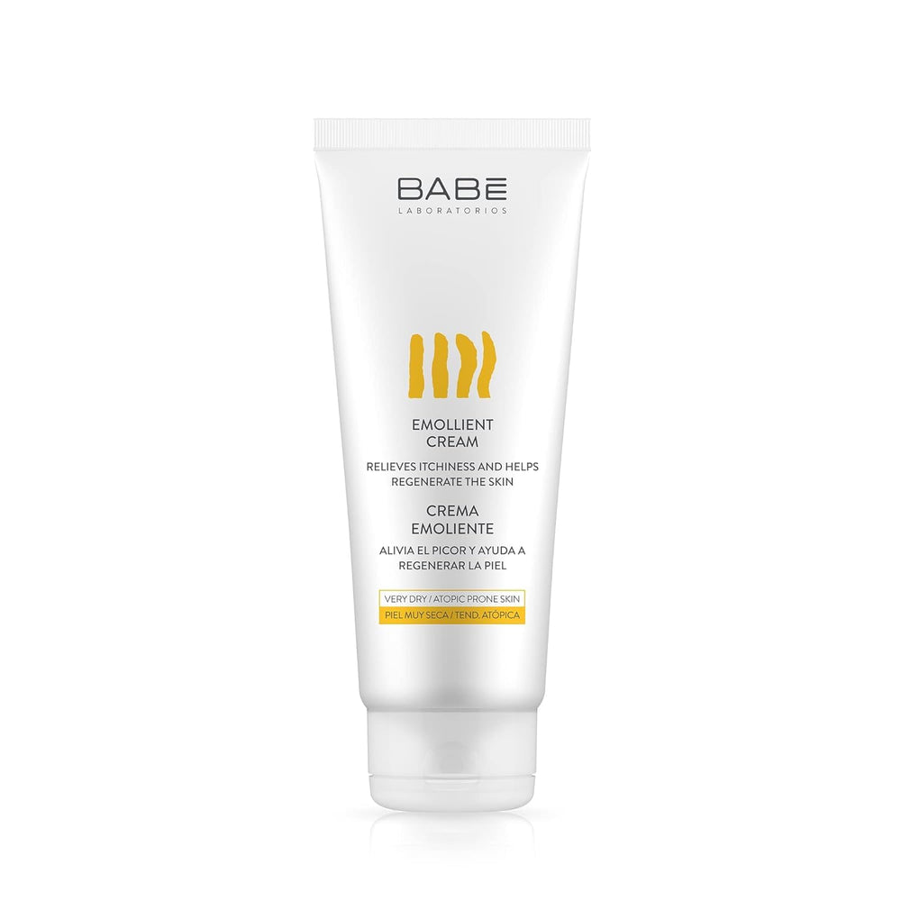 Babe Laboratorios emollient cream packaging, 200 ml, ideal for daily moisture.