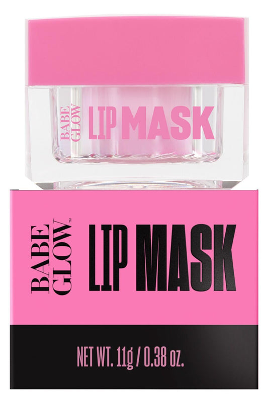 BABE ORIGINAL Babe Glow lip sleeping mask jar nourishes overnight for softer lips.