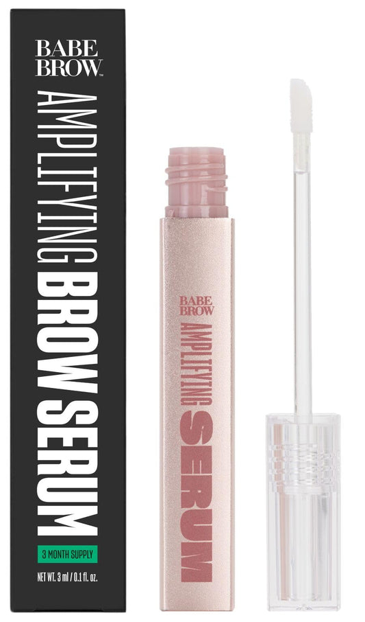 BABE ORIGINAL Brow Serum bottle closeup showing product design for fuller brows