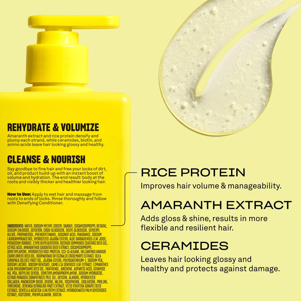 BABE ORIGINAL Densifying Shampoo rice protein close-up highlighting plump strands
