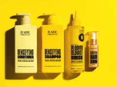 BABE ORIGINAL Locks Densifying Shampoo ceramides close-up for glossy finish