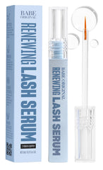 BABE ORIGINAL Renewing Lash Serum bottle close-up showing a gentle botanical formula.