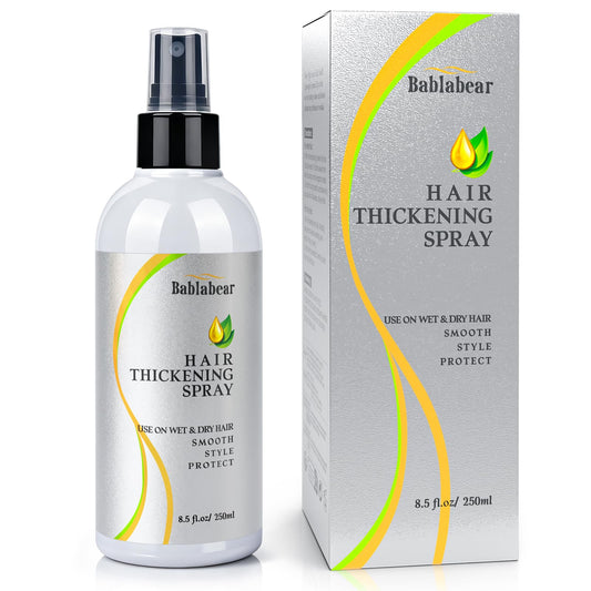 Bablabear Hair Thickening Spray bottle delivers instant root lift for fine hair, adding fullness.