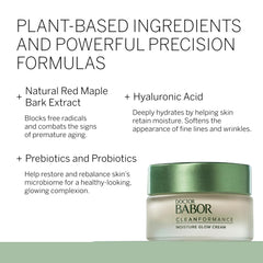 BABOR Cleanformance Moisture Glow Cream dispensing close-up shows luminous texture.