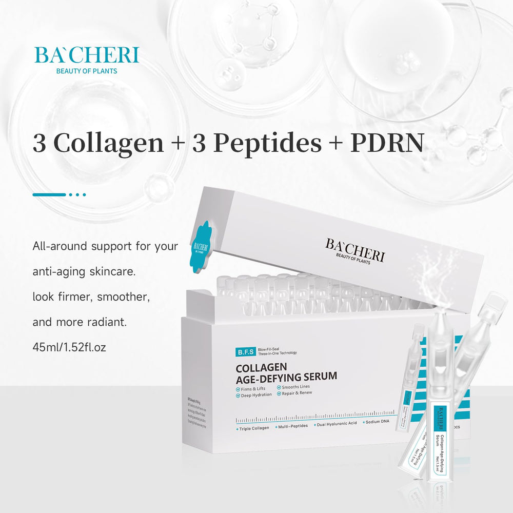 BACHERI peptide ampoule close-up emphasizing texture smoothing.