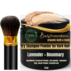 Back2Naturalness dark hair dry shampoo cacao blends with brunette tones for a natural look.