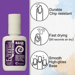 Backscratchers Extreme Glaze smooths the seam line on natural nails.