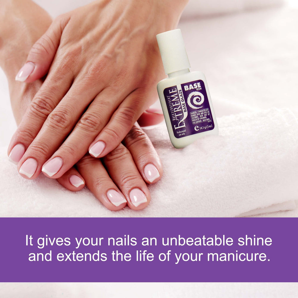 Backscratchers Extreme Glaze clear base coat supports color results for dipping powder.