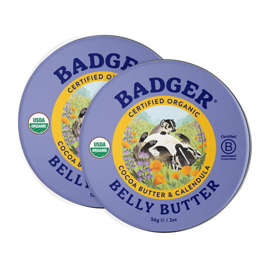 Badger Belly Butter tin for portable, deep hydration.