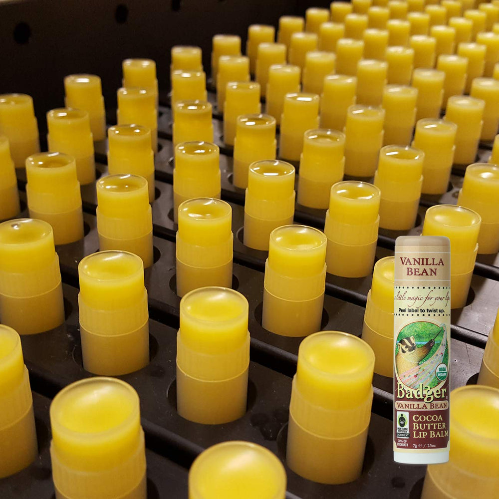 Compact packaging of Badger lip balm ideal for on-the-go hydration