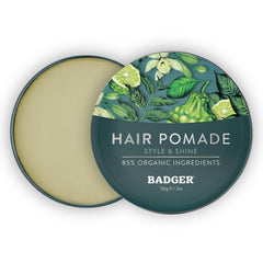 Subtle masculine scent of pepper, sandalwood, bergamot in Badger pomade