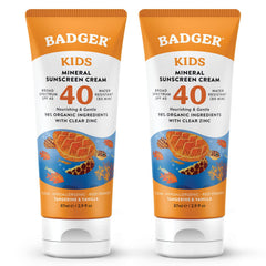 Badger Kids Mineral Sunscreen Cream SPF 40 bottle pour for easy, mess-free application.