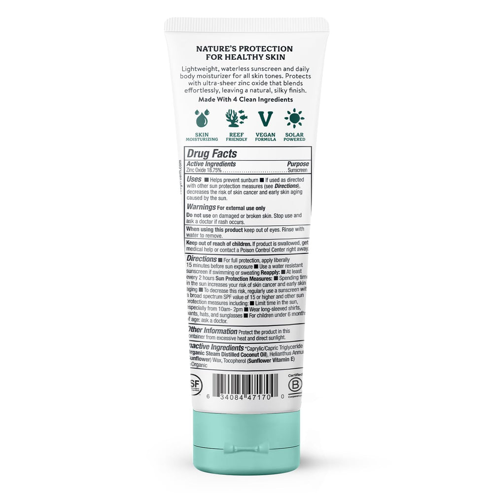 Badger Mineral Daily Sunscreen applied on skin for easy, no-white-cast coverage.