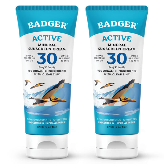 Badger mineral sunscreen cream SPF 30 tube front for everyday sun protection