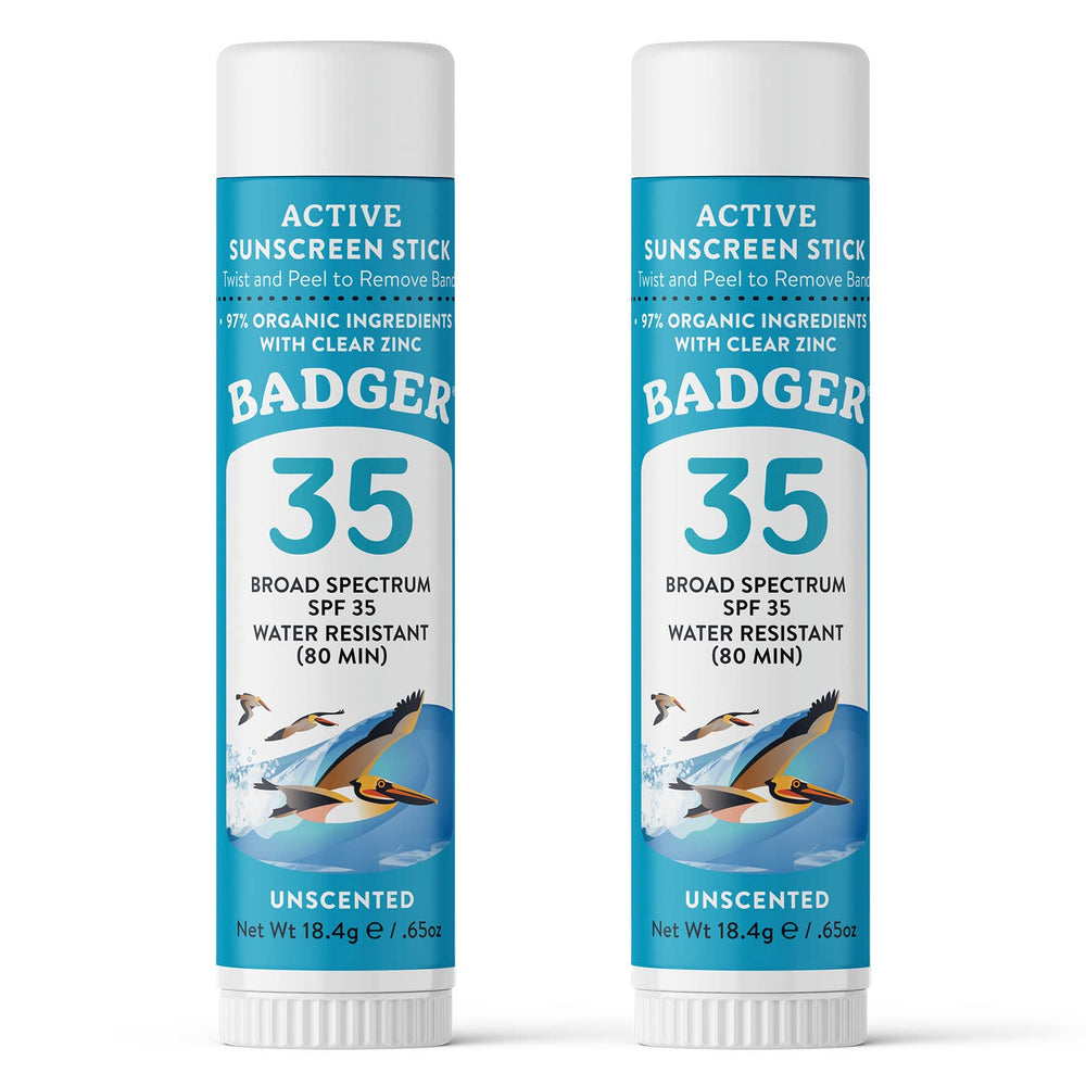 Badger mineral sunscreen face stick SPF 35 travel size for reef-safe sun protection