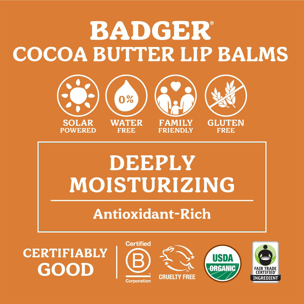 Close-up of creamy texture of Badger lip balm for soft lips.