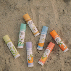 Badger unscented classic lip balm being applied to dry lips