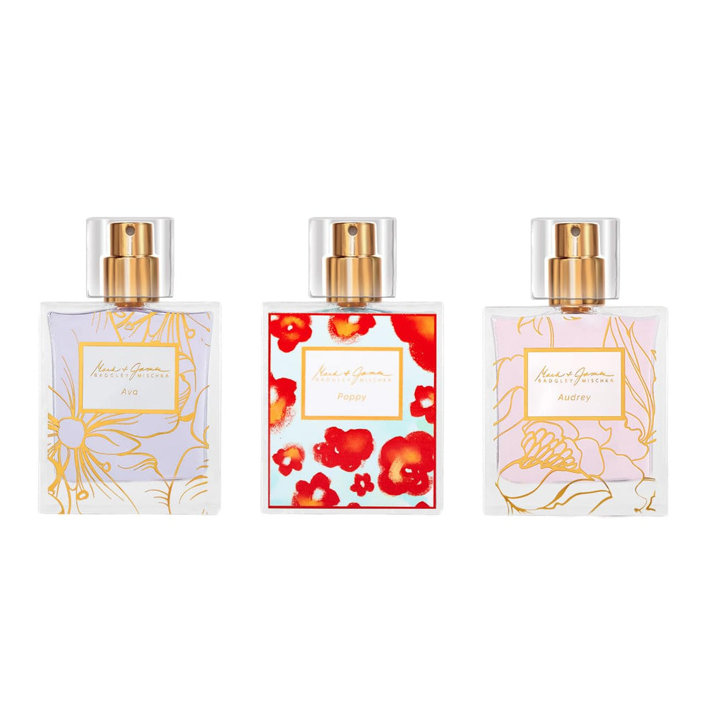 Badgley Mischka Overture Audrey bottle with fresh bergamot and honeysuckle notes for daytime wear