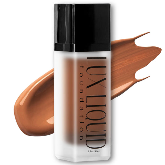 BaeBlu Aloe Lux Foundation Espresso bottle—vegan, gluten-free makeup with a natural finish.