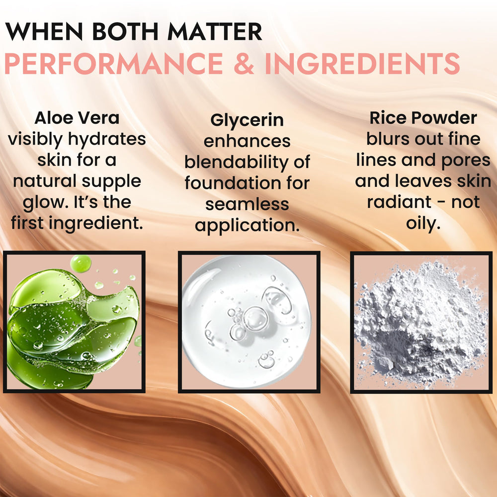 Close-up of BaeBlu foundation application for smooth finish