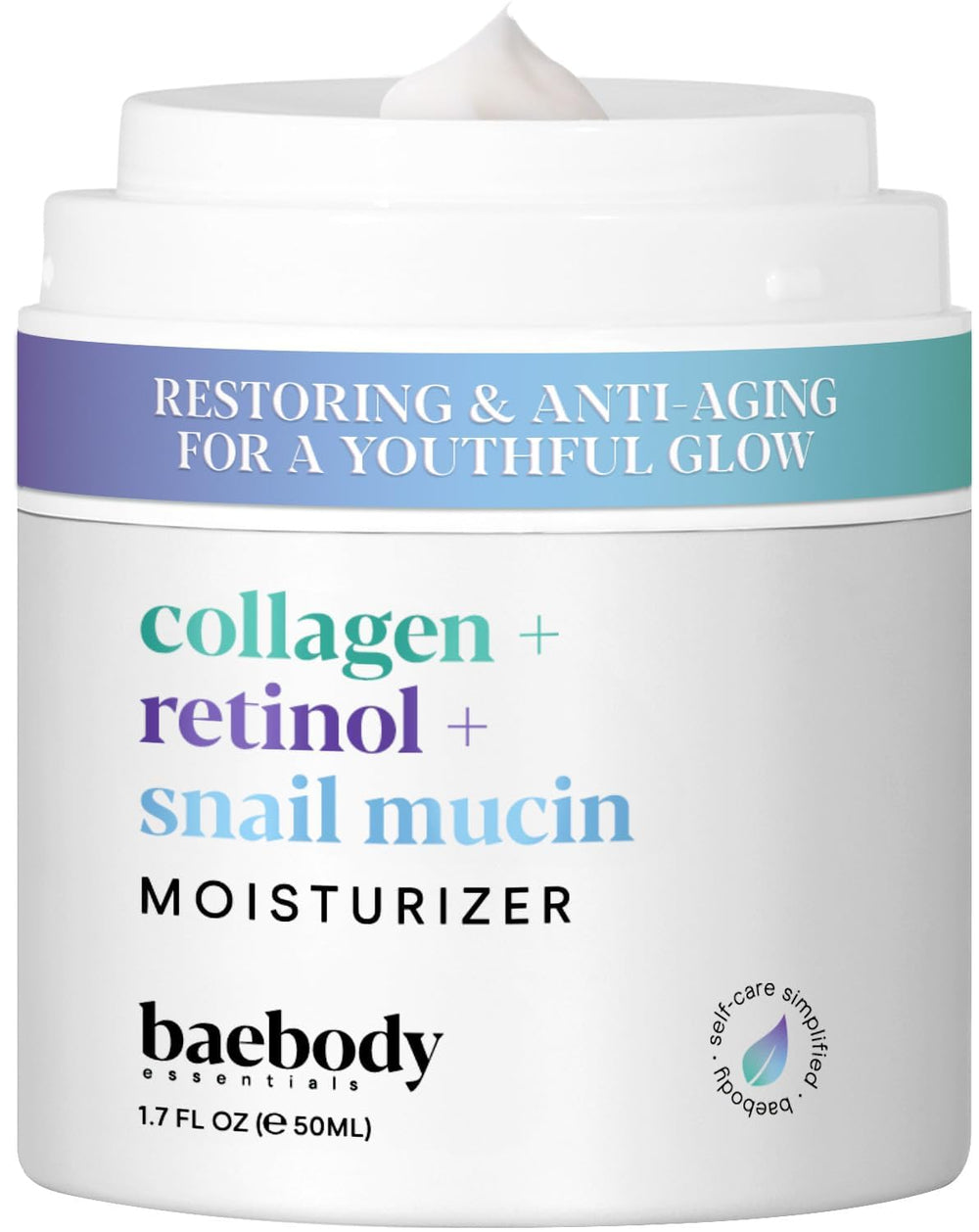 Baebody Collagen Retinol Snail Mucin Moisturizer pump bottle for silky hydration