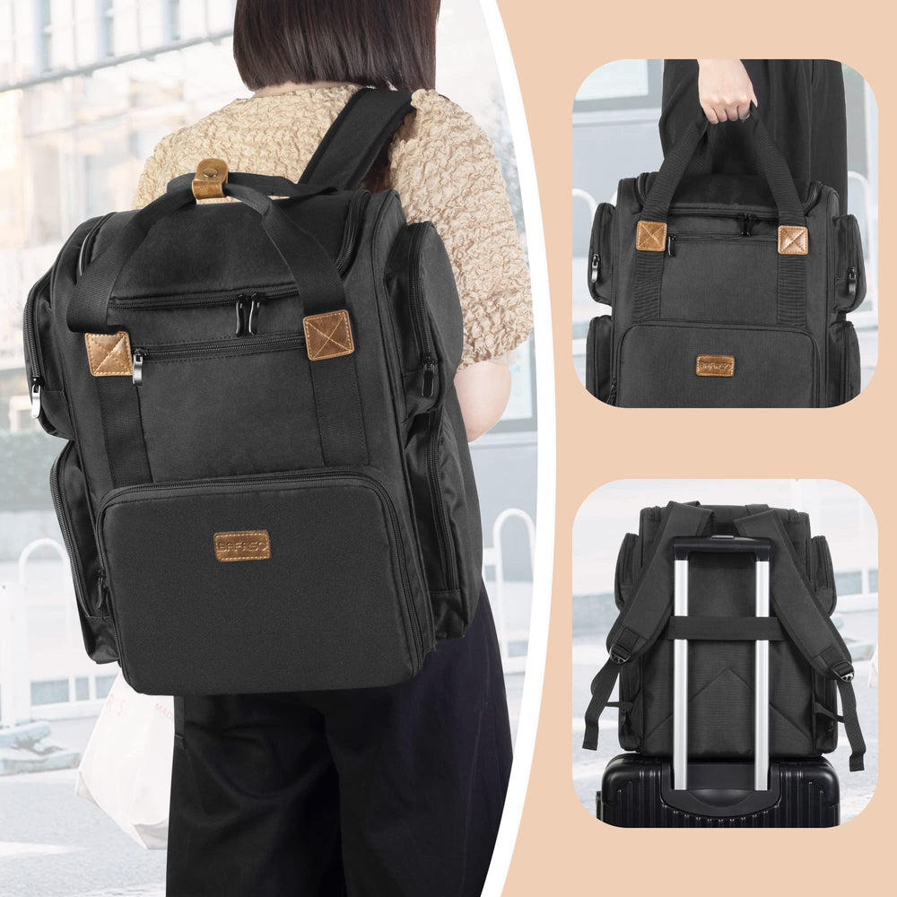 BAFASO padded straps and top handle offer multiple carry options.