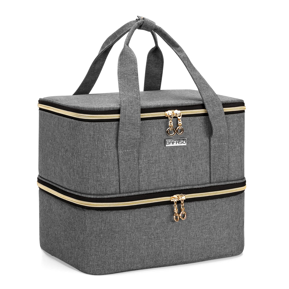 BAFASO nail polish storage bag front view shows organized space for bottles; travel-ready.