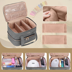BAFASO nail polish storage bag lamp compartment fits a standard nail lamp.