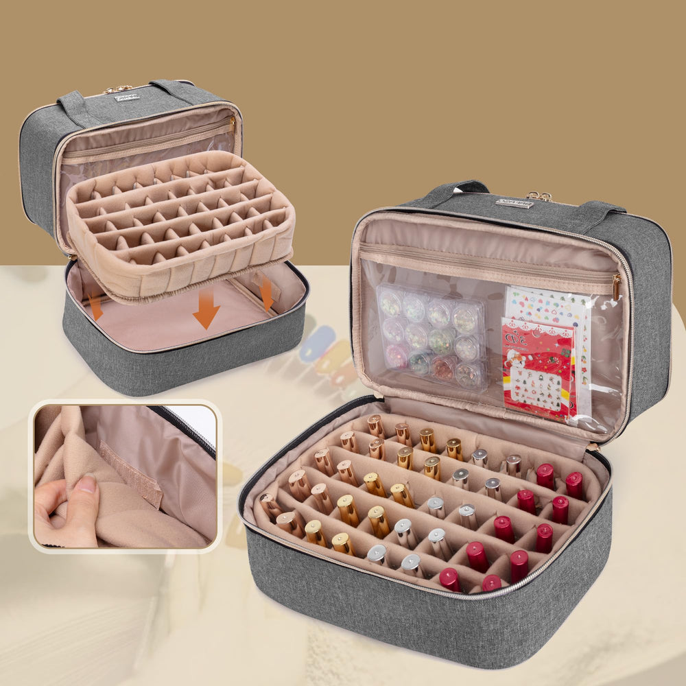BAFASO nail polish storage bag padded divider protects bottles.