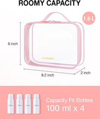 BAGSMART transparent makeup bag showing waterproof reinforced seams
