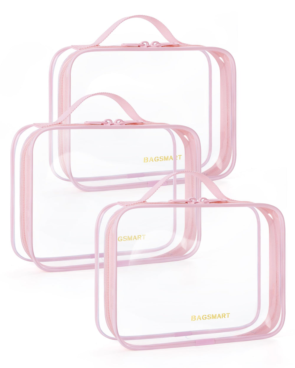 BAGSMART clear toiletry bag quart-size top opening for quick access