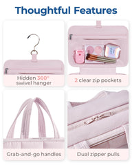 BAGSMART convenient design includes swivel hook and two-way zipper.