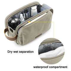 BAGSMART canvas dopp kit with waterproof front pocket for damp items