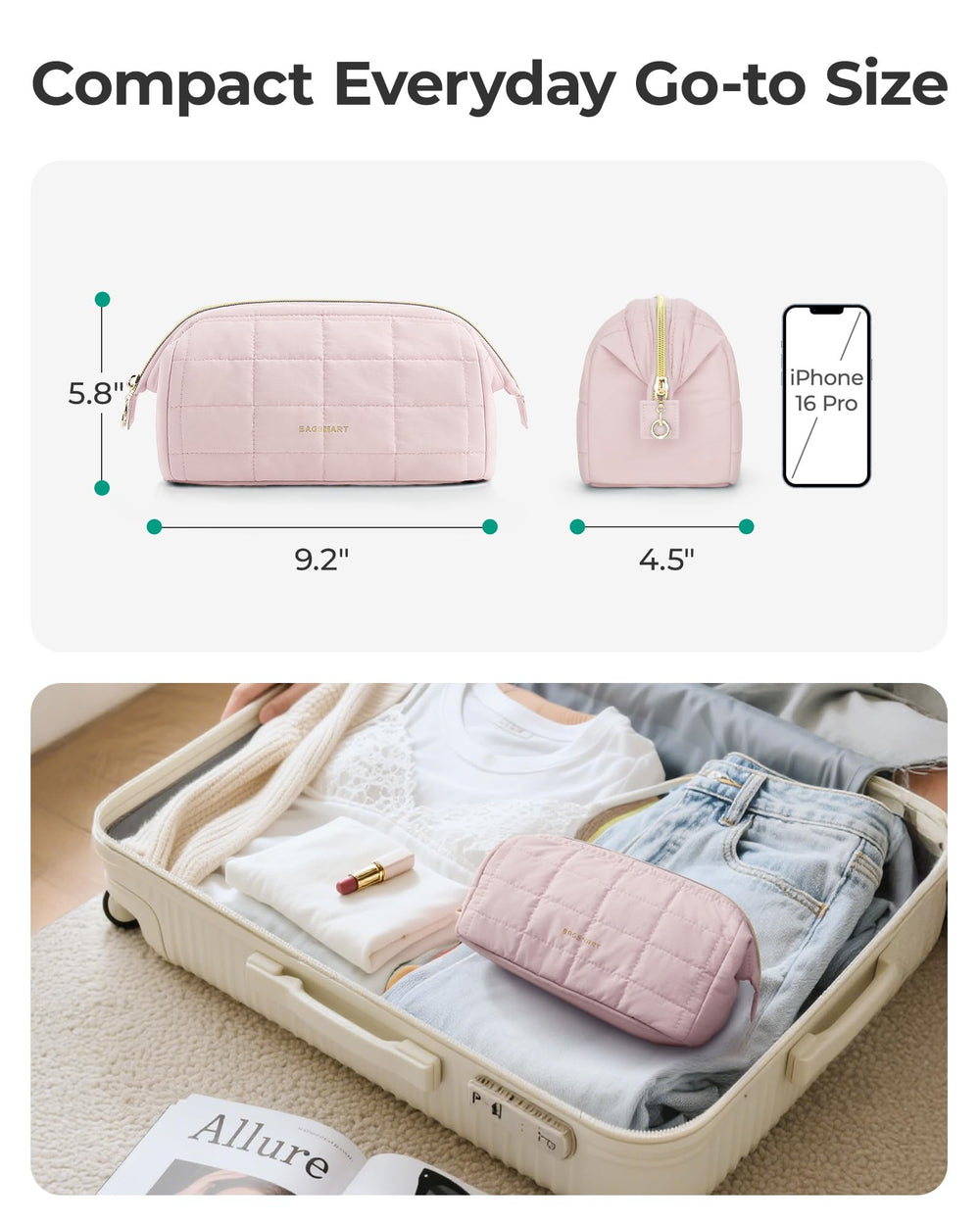 BAGSMART chic puffy design adds style to beauty routine