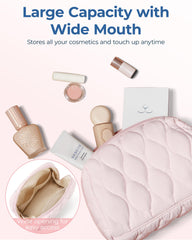 BAGSMART Puffy padded makeup case protecting brushes and essentials during travel.