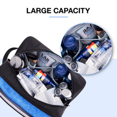 BAGSMART toiletry bag main compartment holds full shaving kit and bottles.