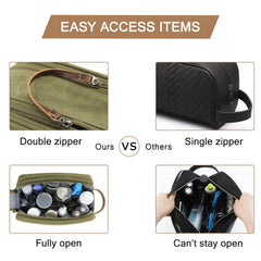BAGSMART Toiletry Bag for Men, leather handle for durable grip.