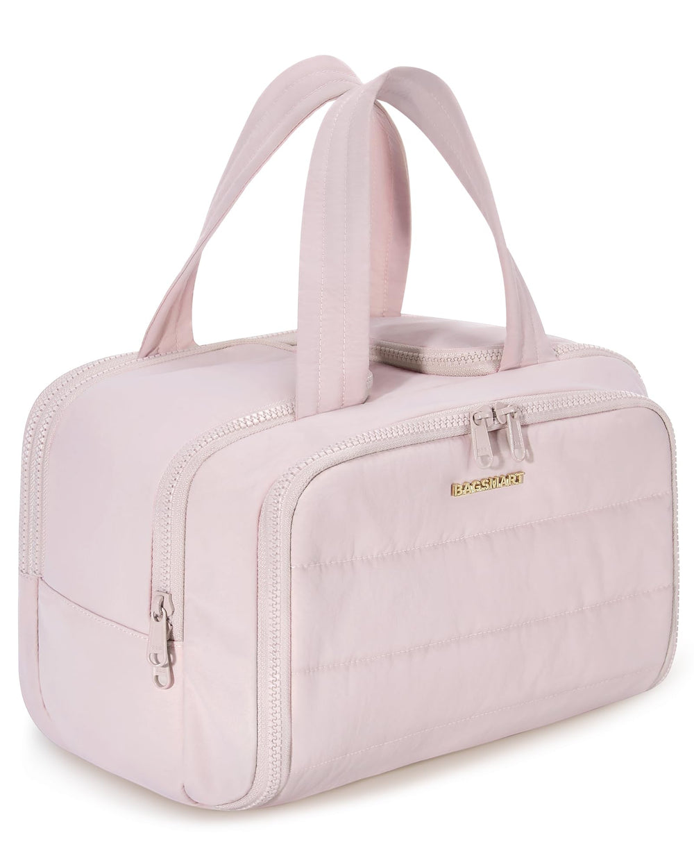 BAGSMART travel toiletry bag pink with large capacity for cosmetics on trips