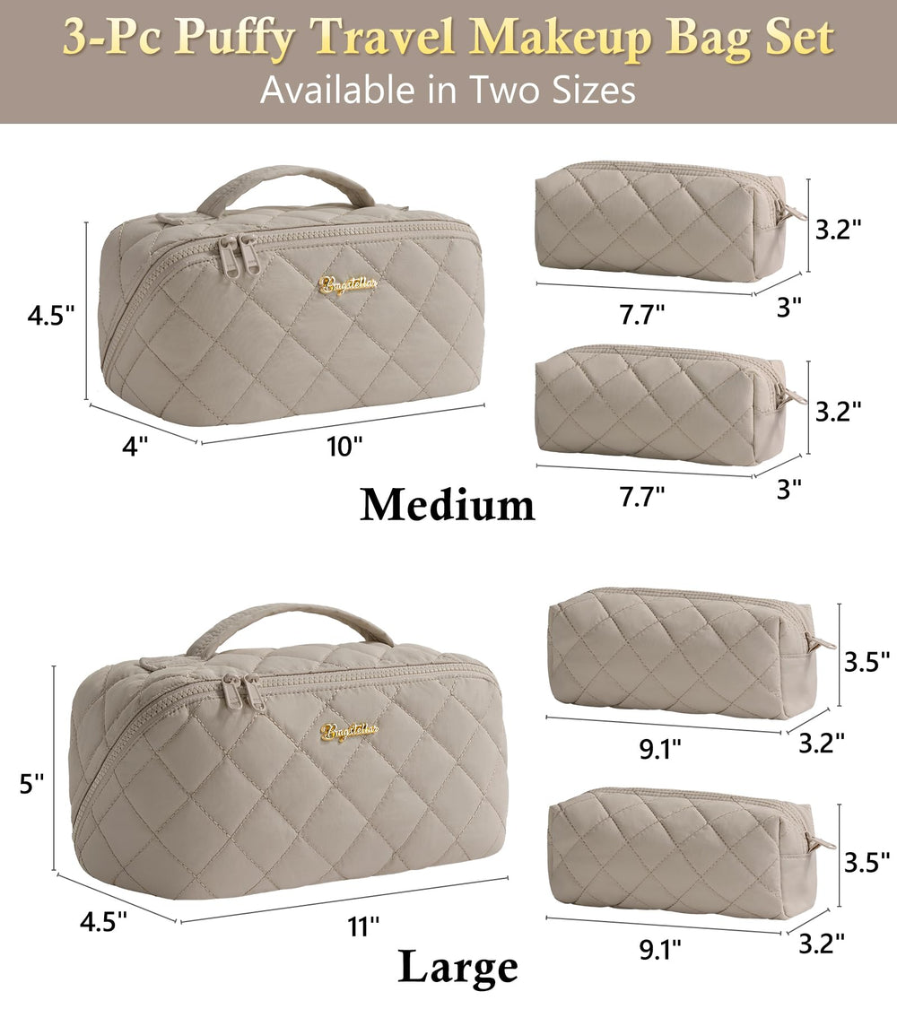 Bagstellar 3-piece set provides flexible organization for cosmetics on trips.
